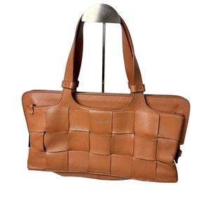 Lia Numa Bag Purse Handbag Leather Woven Basket Weave Made in Italy Brown